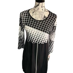 Lasania black white womens knee length dress 8